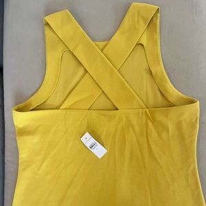 NWT Ann Taylor Yellow High-Neck Criss-Cross Back Shell